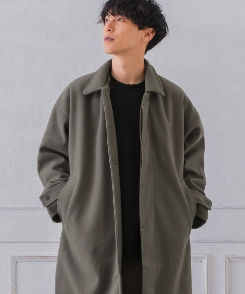 improves（インプローブス）の「テックメルトン ショップコート（ステンカラーコート・メンズ・オリーブ/ブラック/グレイッシュブルー/クリーム・LARGE/MEDIUM/X-LARGE）」の3枚目の写真