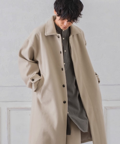 improves（インプローブス）の「テックメルトン ショップコート（ステンカラーコート・メンズ・オリーブ/ブラック/グレイッシュブルー/クリーム・LARGE/MEDIUM/X-LARGE）」の2枚目の写真