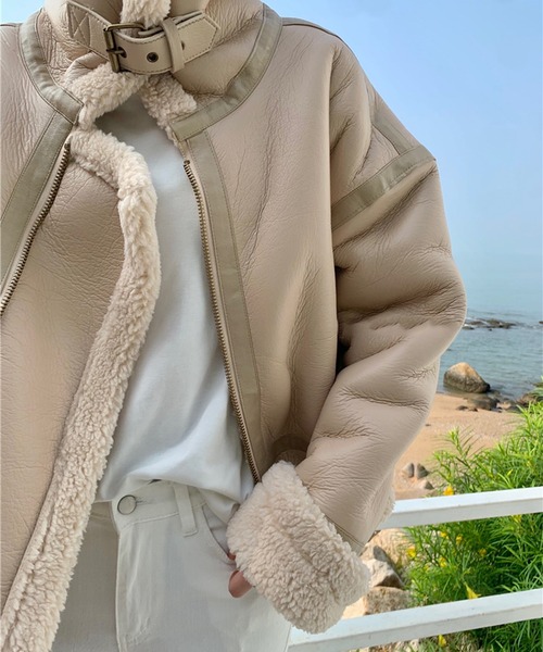 Leja（レジャ）の「【LEJA】裏地ボアレザームートンジャケット