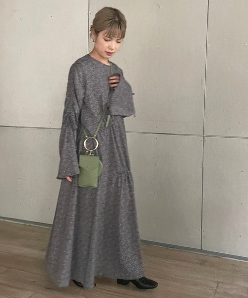 w closet(ダブルクローゼット)の「小花プリントドロストワンピース(ワンピース・レディース・イエロー/グレー系2・FREE)」の14枚目の写真