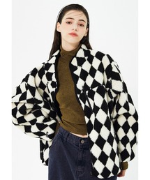 A'GEM/9 × .kom『 FANCY CLUB/ファンシークラブ』ARGYLE FLEECE JACKET/アーガイル柄 ボア フリース ジャケット