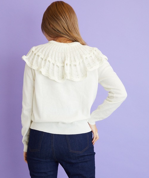 byYOUANCE(バイユアンス)の「クロシェつけ襟ニット(ニット/セーター・レディース・ブラック/ライム/ホワイト・FREE)」の6枚目の写真