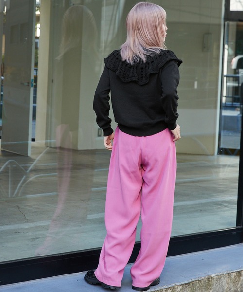 byYOUANCE(バイユアンス)の「クロシェつけ襟ニット(ニット/セーター・レディース・ブラック/ライム/ホワイト・FREE)」の13枚目の写真