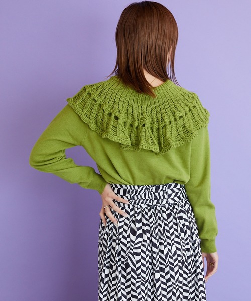 byYOUANCE(バイユアンス)の「クロシェつけ襟ニット(ニット/セーター・レディース・ブラック/ライム/ホワイト・FREE)」の17枚目の写真