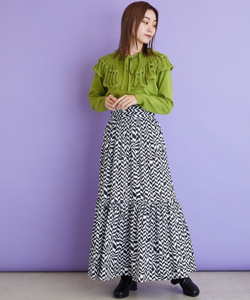 byYOUANCE(バイユアンス)の「クロシェつけ襟ニット(ニット/セーター・レディース・ブラック/ライム/ホワイト・FREE)」の18枚目の写真