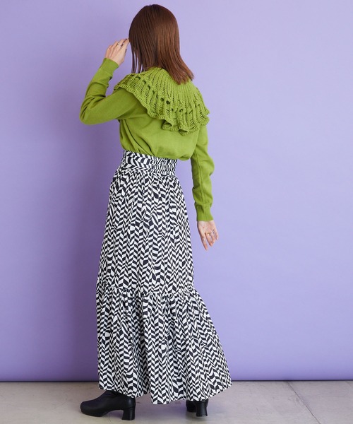 byYOUANCE(バイユアンス)の「クロシェつけ襟ニット(ニット/セーター・レディース・ブラック/ライム/ホワイト・FREE)」の19枚目の写真