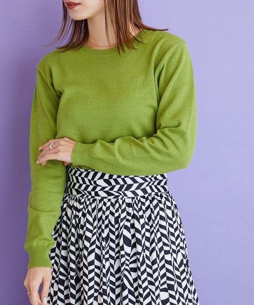 byYOUANCE(バイユアンス)の「クロシェつけ襟ニット(ニット/セーター・レディース・ブラック/ライム/ホワイト・FREE)」の20枚目の写真