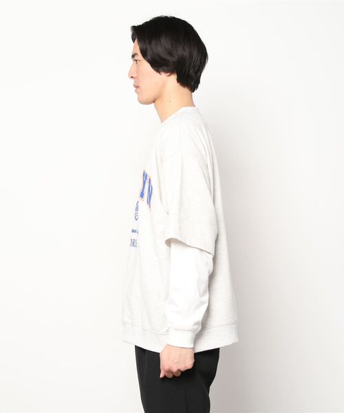 SITRY（シトリー）の「wide silhouette fake layered sweat/ワイドシルエット フェイクレイヤード スウェット/トレーナー（スウェット・メンズ・アッシュグレー/ブラック/ネイビー/グリーン・M/L）」の5枚目の写真
