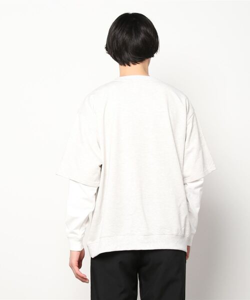 SITRY（シトリー）の「wide silhouette fake layered sweat/ワイドシルエット フェイクレイヤード スウェット/トレーナー（スウェット・メンズ・アッシュグレー/ブラック/ネイビー/グリーン・M/L）」の6枚目の写真
