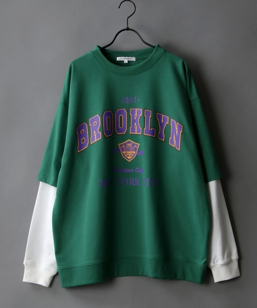 SITRY（シトリー）の「wide silhouette fake layered sweat/ワイドシルエット フェイクレイヤード スウェット/トレーナー（スウェット・メンズ・アッシュグレー/ブラック/ネイビー/グリーン・M/L）」の3枚目の写真