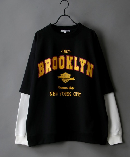 SITRY（シトリー）の「wide silhouette fake layered sweat/ワイドシルエット フェイクレイヤード スウェット/トレーナー（スウェット・メンズ・アッシュグレー/ブラック/ネイビー/グリーン・M/L）」の2枚目の写真