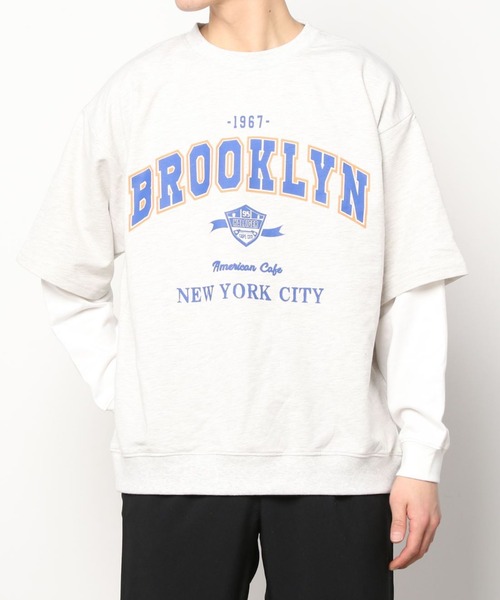 SITRY（シトリー）の「wide silhouette fake layered sweat/ワイドシルエット フェイクレイヤード スウェット/トレーナー（スウェット・メンズ・アッシュグレー/ブラック/ネイビー/グリーン・M/L）」の9枚目の写真