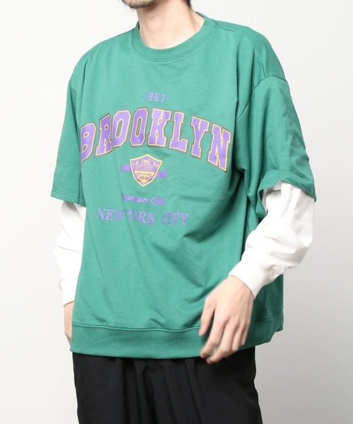 SITRY（シトリー）の「wide silhouette fake layered sweat/ワイドシルエット フェイクレイヤード スウェット/トレーナー（スウェット・メンズ・アッシュグレー/ブラック/ネイビー/グリーン・M/L）」の8枚目の写真