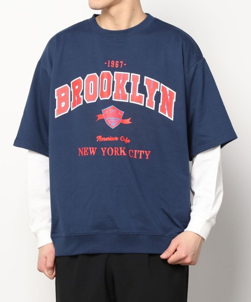 SITRY（シトリー）の「wide silhouette fake layered sweat/ワイドシルエット フェイクレイヤード スウェット/トレーナー（スウェット・メンズ・アッシュグレー/ブラック/ネイビー/グリーン・M/L）」の7枚目の写真