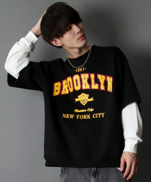 SITRY（シトリー）の「wide silhouette fake layered sweat/ワイドシルエット フェイクレイヤード スウェット/トレーナー（スウェット・メンズ・アッシュグレー/ブラック/ネイビー/グリーン・M/L）」の20枚目の写真