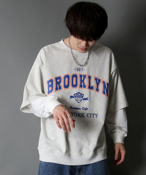 SITRY（シトリー）の「wide silhouette fake layered sweat/ワイドシルエット フェイクレイヤード スウェット/トレーナー（スウェット・メンズ・アッシュグレー/ブラック/ネイビー/グリーン・M/L）」の22枚目の写真