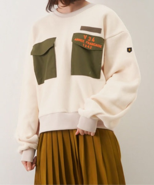 blanc basque（ブランバスク）の「BLANC basque ブランバスク 裏起毛ARMYトレーナー（スウェット・レディース・ブラック/アイボリー・FREE）」の3枚目の写真