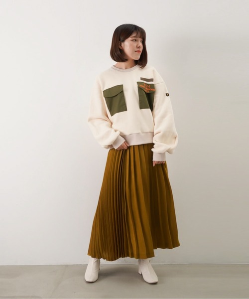 blanc basque（ブランバスク）の「BLANC basque ブランバスク 裏起毛ARMYトレーナー（スウェット・レディース・ブラック/アイボリー・FREE）」の5枚目の写真