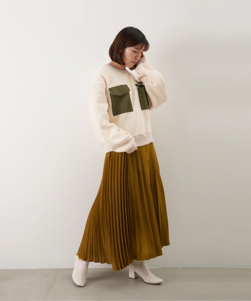 blanc basque(ブランバスク)の「BLANC basque ブランバスク 裏起毛ARMYトレーナー(スウェット・レディース・ブラック/アイボリー・FREE)」の6枚目の写真