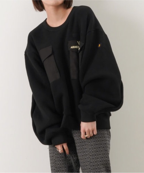 blanc basque（ブランバスク）の「BLANC basque ブランバスク 裏起毛ARMYトレーナー（スウェット・レディース・ブラック/アイボリー・FREE）」の9枚目の写真