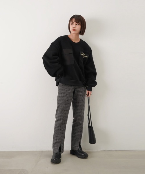 blanc basque（ブランバスク）の「BLANC basque ブランバスク 裏起毛ARMYトレーナー（スウェット・レディース・ブラック/アイボリー・FREE）」の10枚目の写真