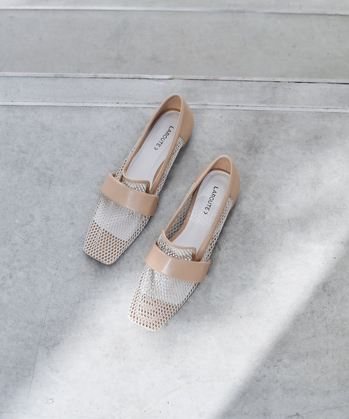 【美品】へリュー　メッシュフラットシューズ　37 美品】へリュー メッシュフラットシューズ 37 - メルカリ