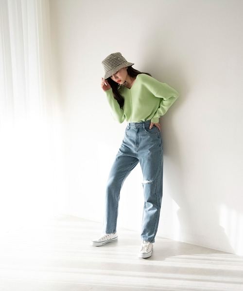 FREE'S MART（フリーズマート）の「◆総針前後2Way裾ダーツニット（ニット/セーター・レディース・ブラック/ホワイト/グリーン/オレンジ・FREE）」の9枚目の写真