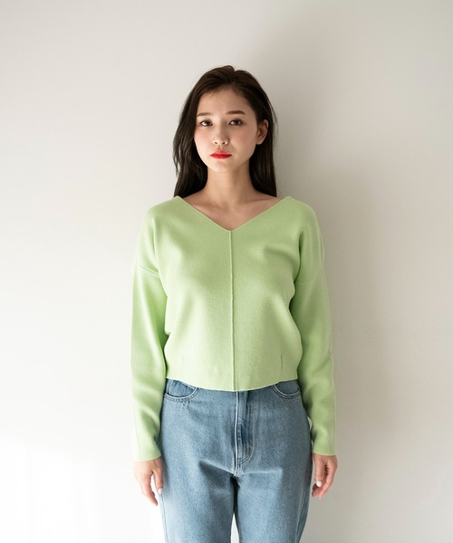 FREE'S MART（フリーズマート）の「◆総針前後2Way裾ダーツニット（ニット/セーター・レディース・ブラック/ホワイト/グリーン/オレンジ・FREE）」の7枚目の写真