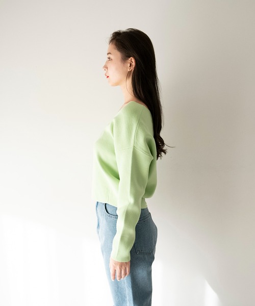 FREE'S MART（フリーズマート）の「◆総針前後2Way裾ダーツニット（ニット/セーター・レディース・ブラック/ホワイト/グリーン/オレンジ・FREE）」の10枚目の写真