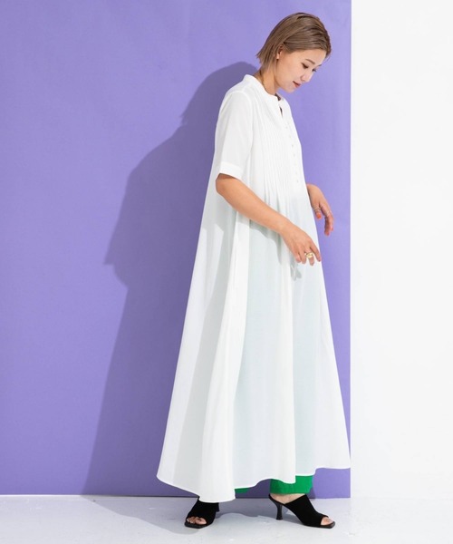 bohmal（ボマール）の「リネンライクピンタックデザインスキッパーロングワンピース（ワンピース・レディース・ホワイト/アッシュブラウン/ナチュラル・FREE）」の17枚目の写真