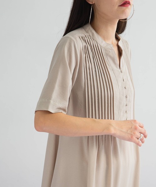 bohmal（ボマール）の「リネンライクピンタックデザインスキッパーロングワンピース（ワンピース・レディース・ホワイト/アッシュブラウン/ナチュラル・FREE）」の9枚目の写真