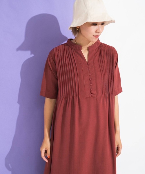 bohmal（ボマール）の「リネンライクピンタックデザインスキッパーロングワンピース（ワンピース・レディース・ホワイト/アッシュブラウン/ナチュラル・FREE）」の13枚目の写真