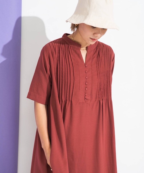 bohmal（ボマール）の「リネンライクピンタックデザインスキッパーロングワンピース（ワンピース・レディース・ホワイト/アッシュブラウン/ナチュラル・FREE）」の16枚目の写真