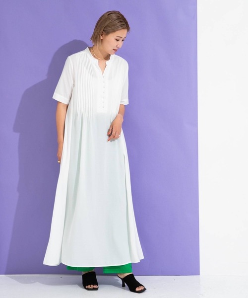 bohmal（ボマール）の「リネンライクピンタックデザインスキッパーロングワンピース（ワンピース・レディース・ホワイト/アッシュブラウン/ナチュラル・FREE）」の18枚目の写真