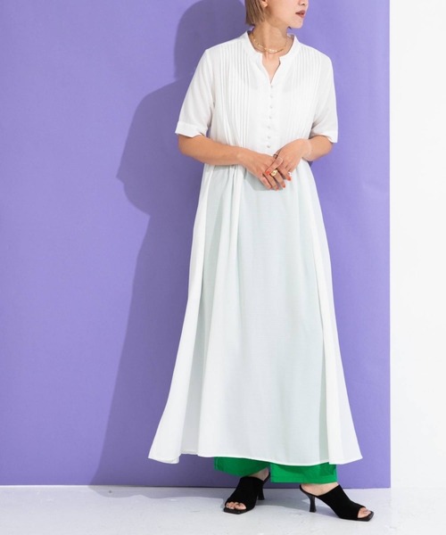bohmal（ボマール）の「リネンライクピンタックデザインスキッパーロングワンピース（ワンピース・レディース・ホワイト/アッシュブラウン/ナチュラル・FREE）」の19枚目の写真