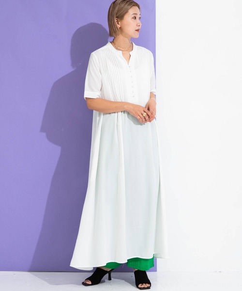 bohmal（ボマール）の「リネンライクピンタックデザインスキッパーロングワンピース（ワンピース・レディース・ホワイト/アッシュブラウン/ナチュラル・FREE）」の20枚目の写真