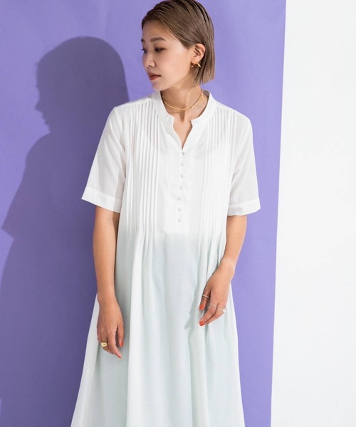 bohmal（ボマール）の「リネンライクピンタックデザインスキッパーロングワンピース（ワンピース・レディース・ホワイト/アッシュブラウン/ナチュラル・FREE）」の22枚目の写真