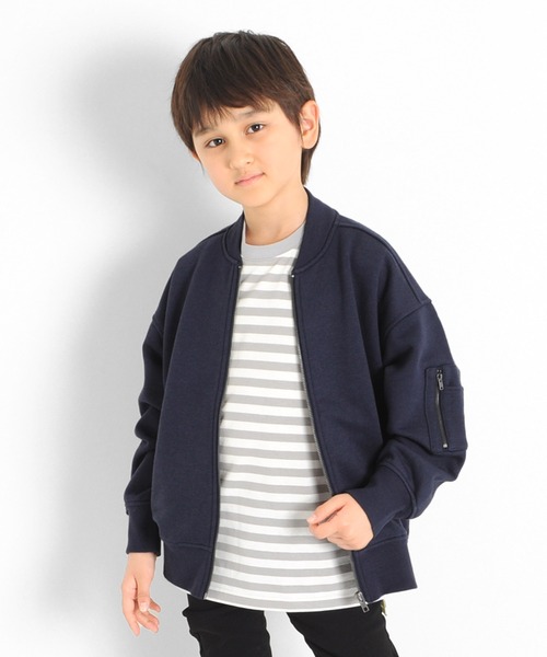 GLAZOS（グラソス）の「裏毛・ドロップショルダーMA-1（MA-1・キッズ・ネイビー/ベージュ系その他/ブラック・140cm/170cm/130cm/150cm/160cm）」の3枚目の写真