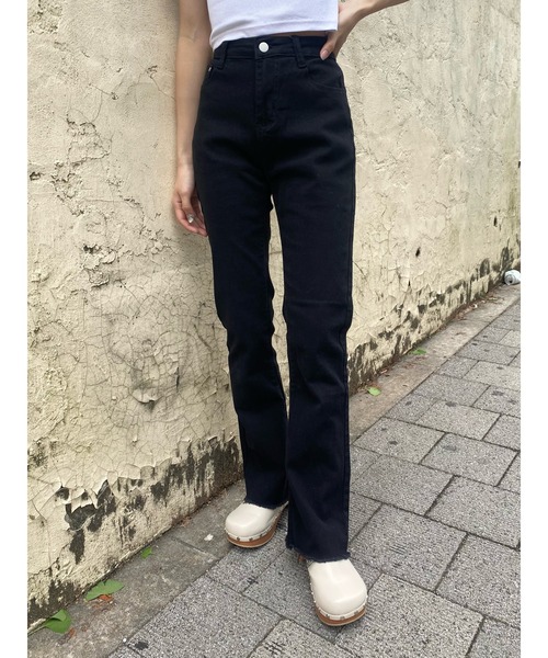 WC（ダブル シー）の「フレアカラーパンツ（デニムパンツ・レディース・ブラック/ブラウン/ベージュ・FREE）」の2枚目の写真