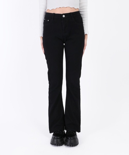 WC（ダブル シー）の「フレアカラーパンツ（デニムパンツ・レディース・ブラック/ブラウン/ベージュ・FREE）」の4枚目の写真