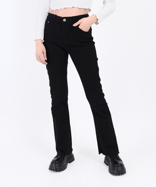 WC（ダブル シー）の「フレアカラーパンツ（デニムパンツ・レディース・ブラック/ブラウン/ベージュ・FREE）」の9枚目の写真