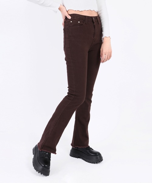 WC（ダブル シー）の「フレアカラーパンツ（デニムパンツ・レディース・ブラック/ブラウン/ベージュ・FREE）」の10枚目の写真
