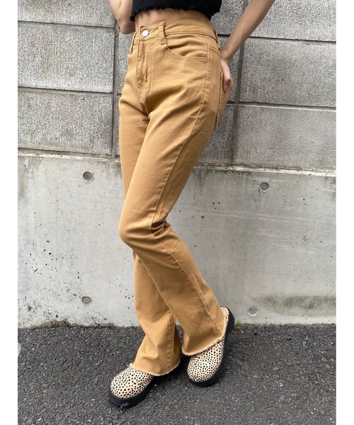 WC（ダブル シー）の「フレアカラーパンツ（デニムパンツ・レディース・ブラック/ブラウン/ベージュ・FREE）」の8枚目の写真