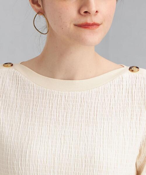 green label relaxing(グリーンレーベルリラクシング)の「ボタンデザイン シャーリング プルオーバー カットソー(Tシャツ/カットソー・レディース・ベージュ/ネイビー/オフホワイト・FREE)」の7枚目の写真