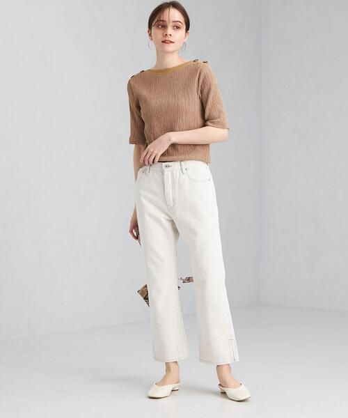 green label relaxing(グリーンレーベルリラクシング)の「ボタンデザイン シャーリング プルオーバー カットソー(Tシャツ/カットソー・レディース・ベージュ/ネイビー/オフホワイト・FREE)」の13枚目の写真