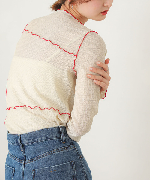 SENSE OF PLACE by URBAN RESEARCH(センスオブプレイスバイアーバンリサーチ)の「メローコンパクトトップ(Tシャツ/カットソー・レディース・ブラック/アイボリー/カーキ・ONE)」の2枚目の写真