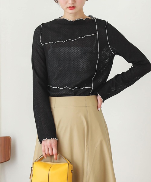 SENSE OF PLACE by URBAN RESEARCH(センスオブプレイスバイアーバンリサーチ)の「メローコンパクトトップ(Tシャツ/カットソー・レディース・ブラック/アイボリー/カーキ・ONE)」の3枚目の写真