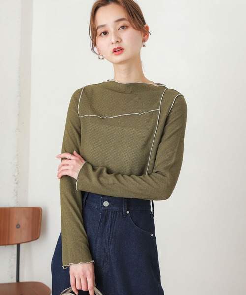 SENSE OF PLACE by URBAN RESEARCH(センスオブプレイスバイアーバンリサーチ)の「メローコンパクトトップ(Tシャツ/カットソー・レディース・ブラック/アイボリー/カーキ・ONE)」の10枚目の写真