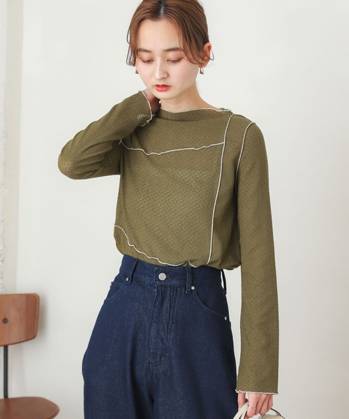 SENSE OF PLACE by URBAN RESEARCH(センスオブプレイスバイアーバンリサーチ)の「メローコンパクトトップ(Tシャツ/カットソー・レディース・ブラック/アイボリー/カーキ・ONE)」の11枚目の写真