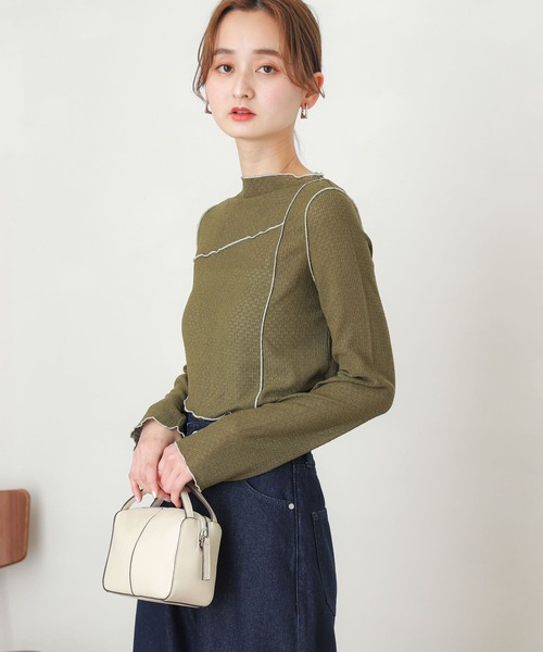 SENSE OF PLACE by URBAN RESEARCH(センスオブプレイスバイアーバンリサーチ)の「メローコンパクトトップ(Tシャツ/カットソー・レディース・ブラック/アイボリー/カーキ・ONE)」の12枚目の写真